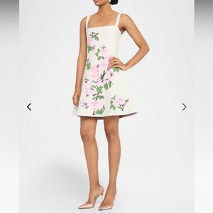 Oscar de la Renta Cherry Blossom Knit Fit-And-Flare Mini Dress